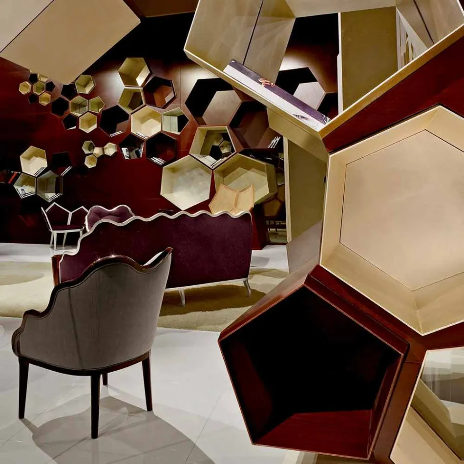 Poltrona em tecido e madeira maciça design, feita na Itália, Begga Viadurini