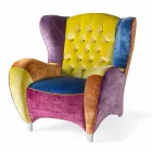 poltrona de veludo trabalhado acolchoado e com nervuras Schinke Viadurini