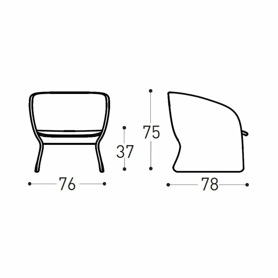 Poltrona estofada para sala de estar ao ar livre, em fibra sintética - Maat by Varaschin Viadurini