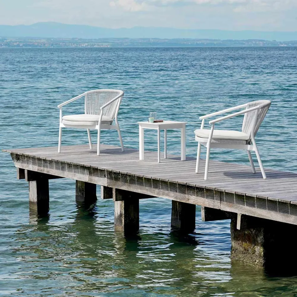 Poltrona de jardim Lounge tecido estofado e alumínio - Smart by Varaschin Viadurini