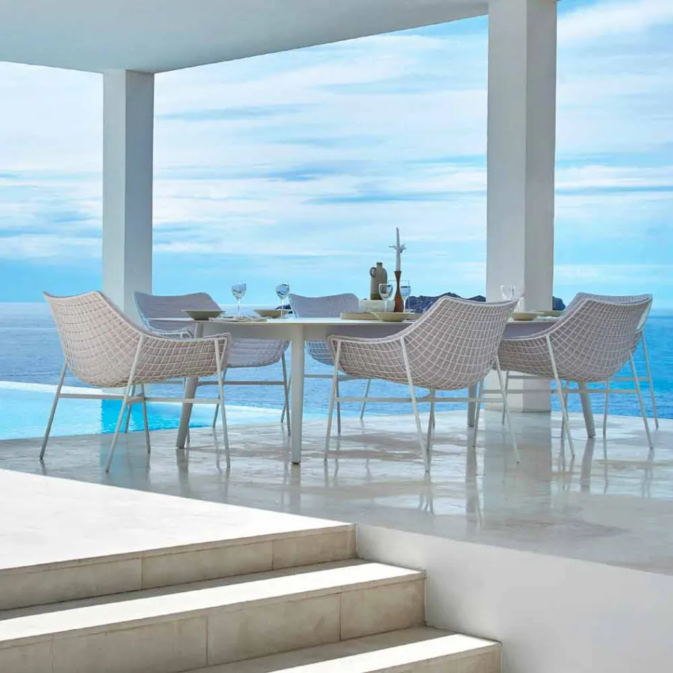 Varaschin Summer Modern Jardim Lounge Chair em aço Viadurini