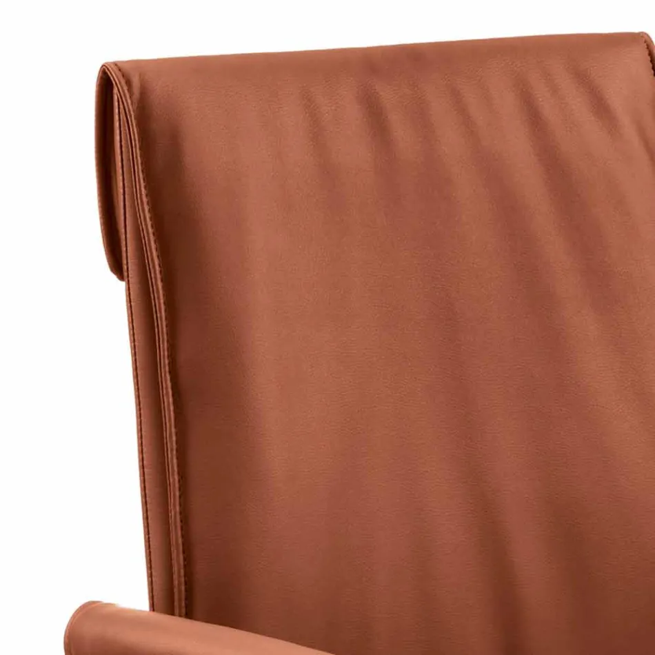 Poltrona feita na Itália coberta de couro Niles, design moderno Viadurini