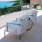 Poltrona de design moderno em aço e PVC preto ou branco para exteriores - Ontario 2 Viadurini