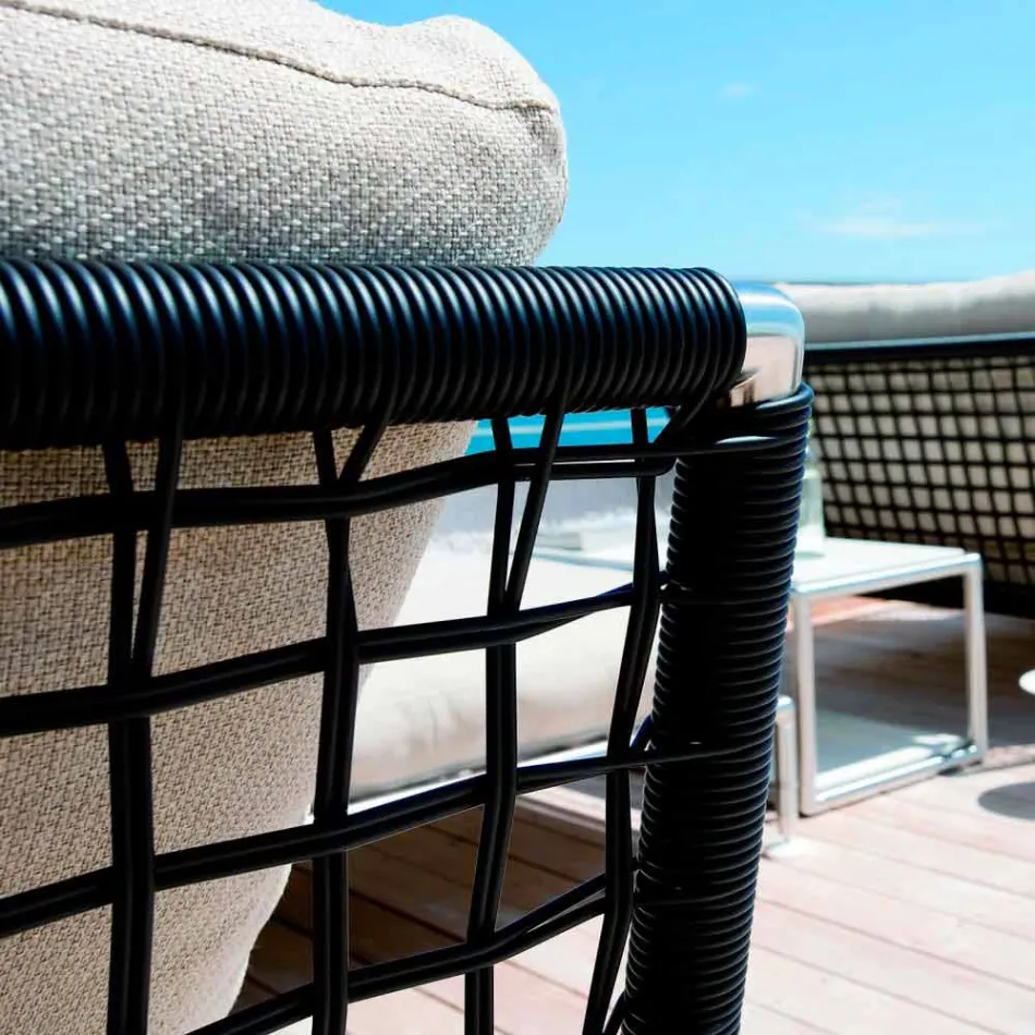 Poltrona de design moderno em aço e PVC preto ou branco para exteriores - Ontario 2 Viadurini