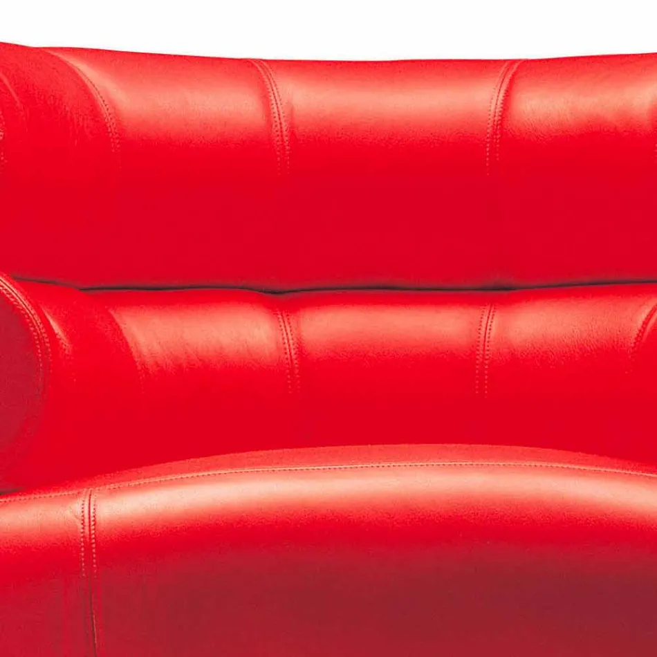 Poltrona Moderna Estofada em Couro com Base em Aço Made in Italy - Ostilio Viadurini