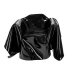 Delia - Poltrona moderna com tampo drapeado em acrílico preto, fabricada na Itália. Viadurini