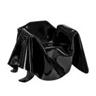 Delia - Poltrona moderna com tampo drapeado em acrílico preto, fabricada na Itália. Viadurini