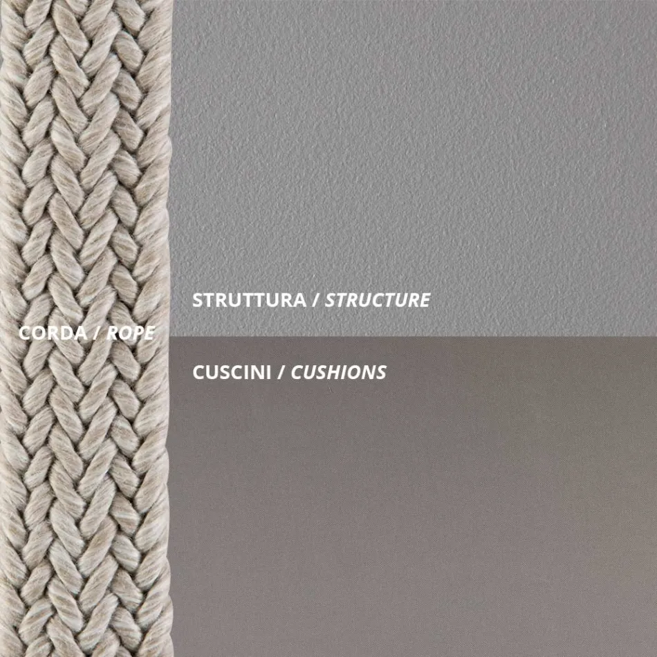 Poltrona ao ar livre em aço de vários tamanhos e almofadas incluídas Fabricado na Itália - Bronn Viadurini