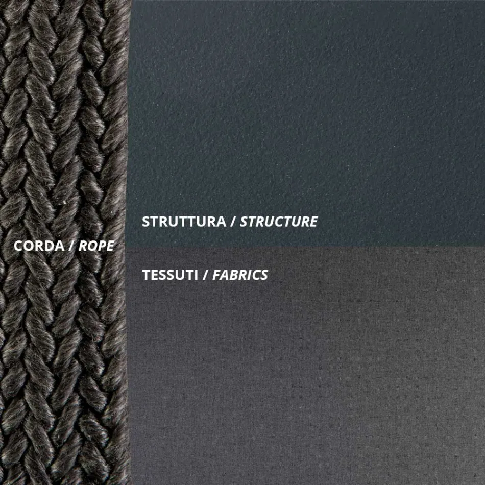 Poltrona Outdoor em Aço Galvanizado e Corda com Almofadas Made in Italy - Helga Viadurini