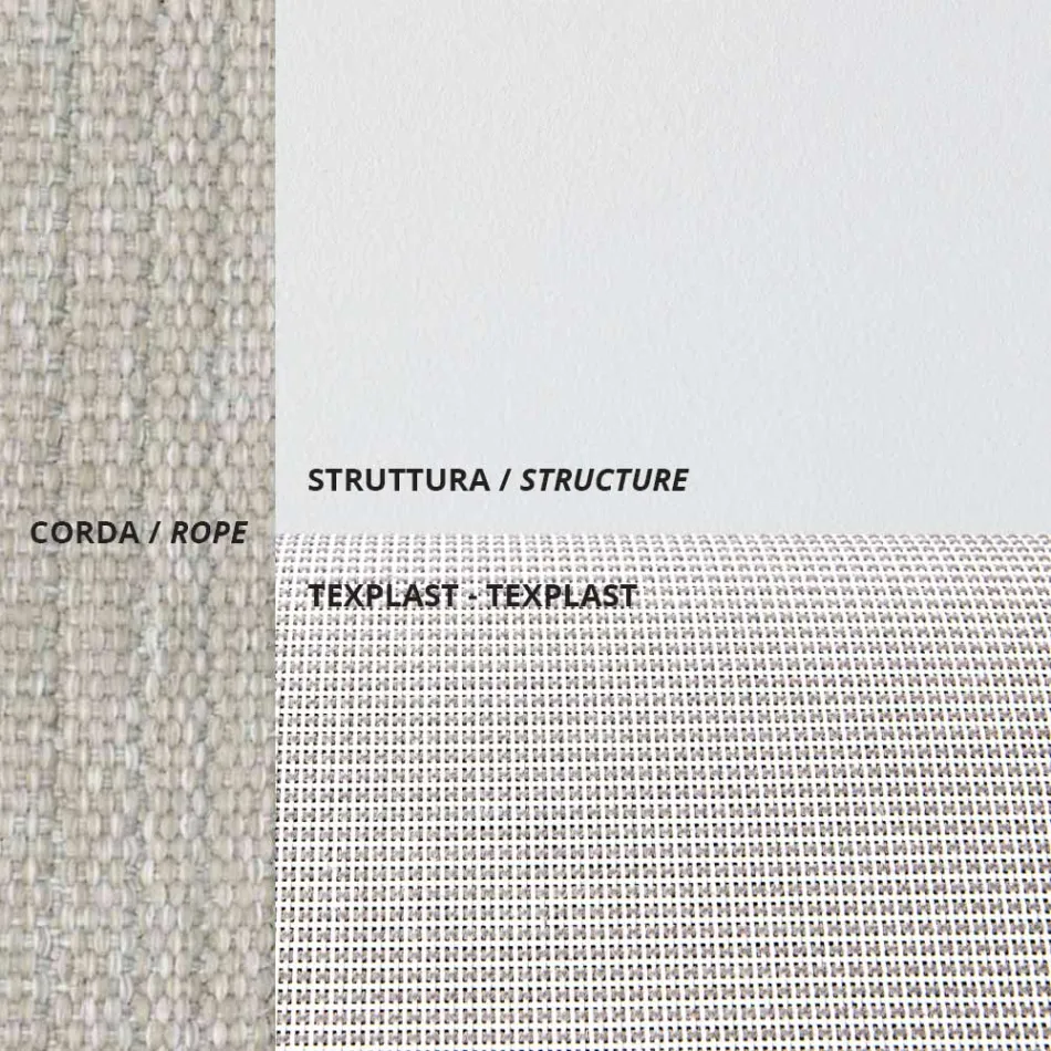 Poltrona dobrável ao ar livre em corda de alumínio e Texplast fabricado na Itália - Ubbe Viadurini