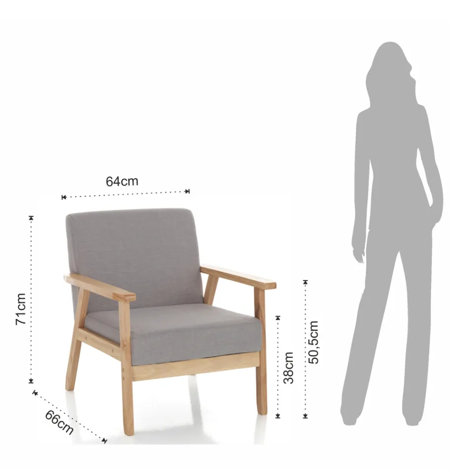 Poltrona em Madeira Maciça de Pinho - Xénon Viadurini