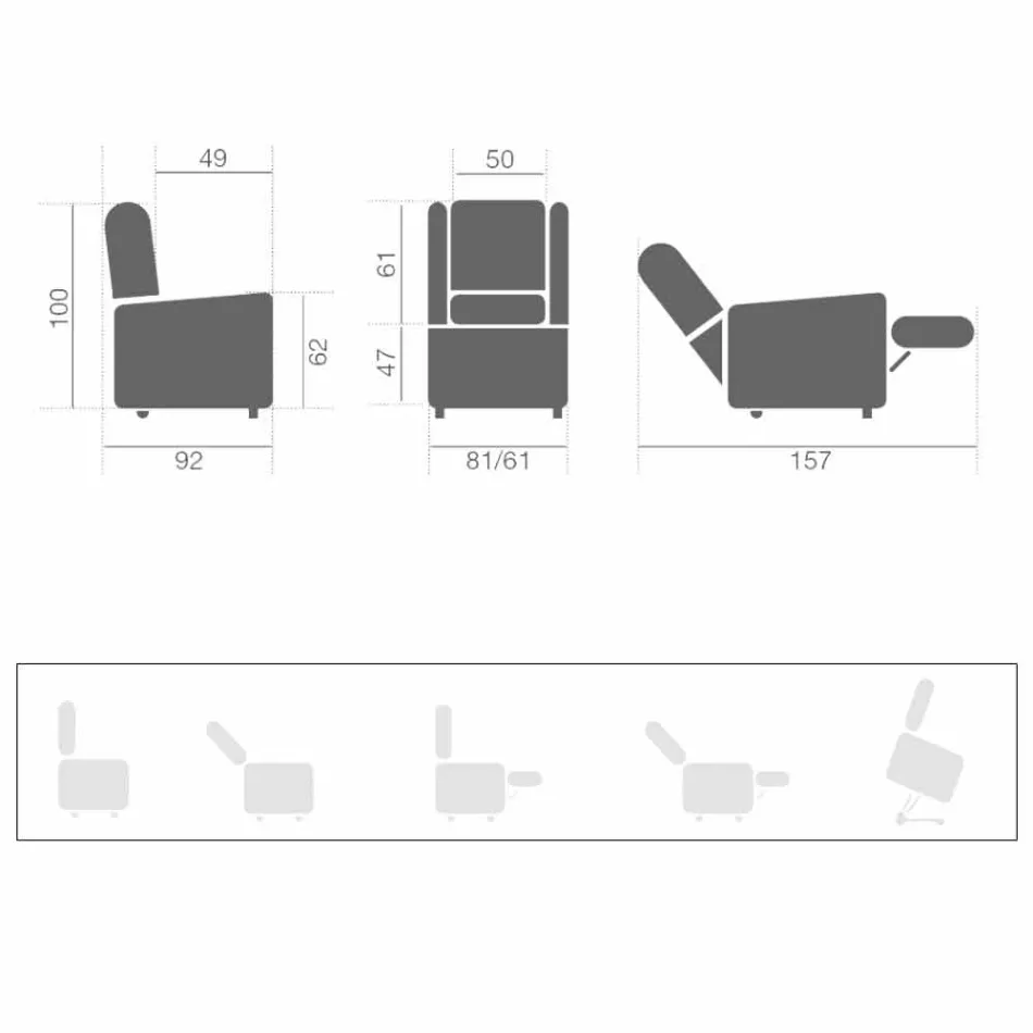 Poltrona reclinável Lift Relax com 2 motores com rodas Made in Italy - Isabelle Viadurini