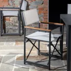 Cadeira de Diretor em Alumínio, Textilene e Apoio de Braços em Teca - Tenda Viadurini