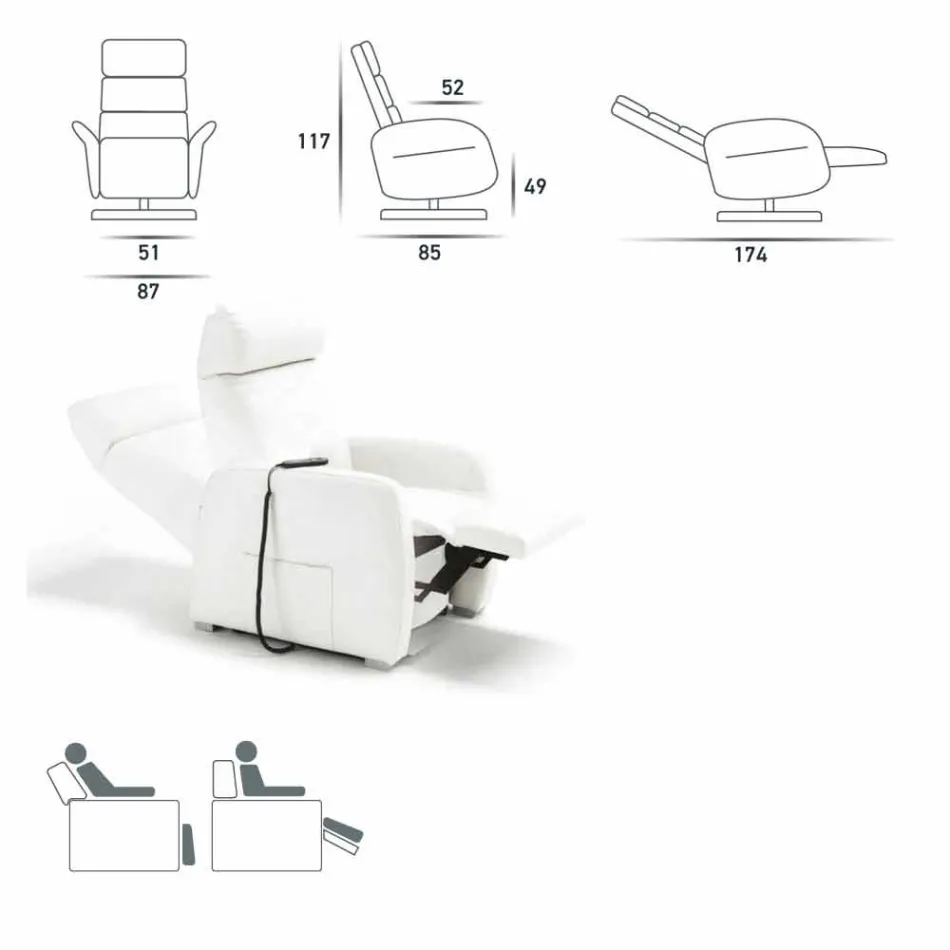 Poltrona giratória Bluma com estofamento em tecido / couro / couro sintético Viadurini