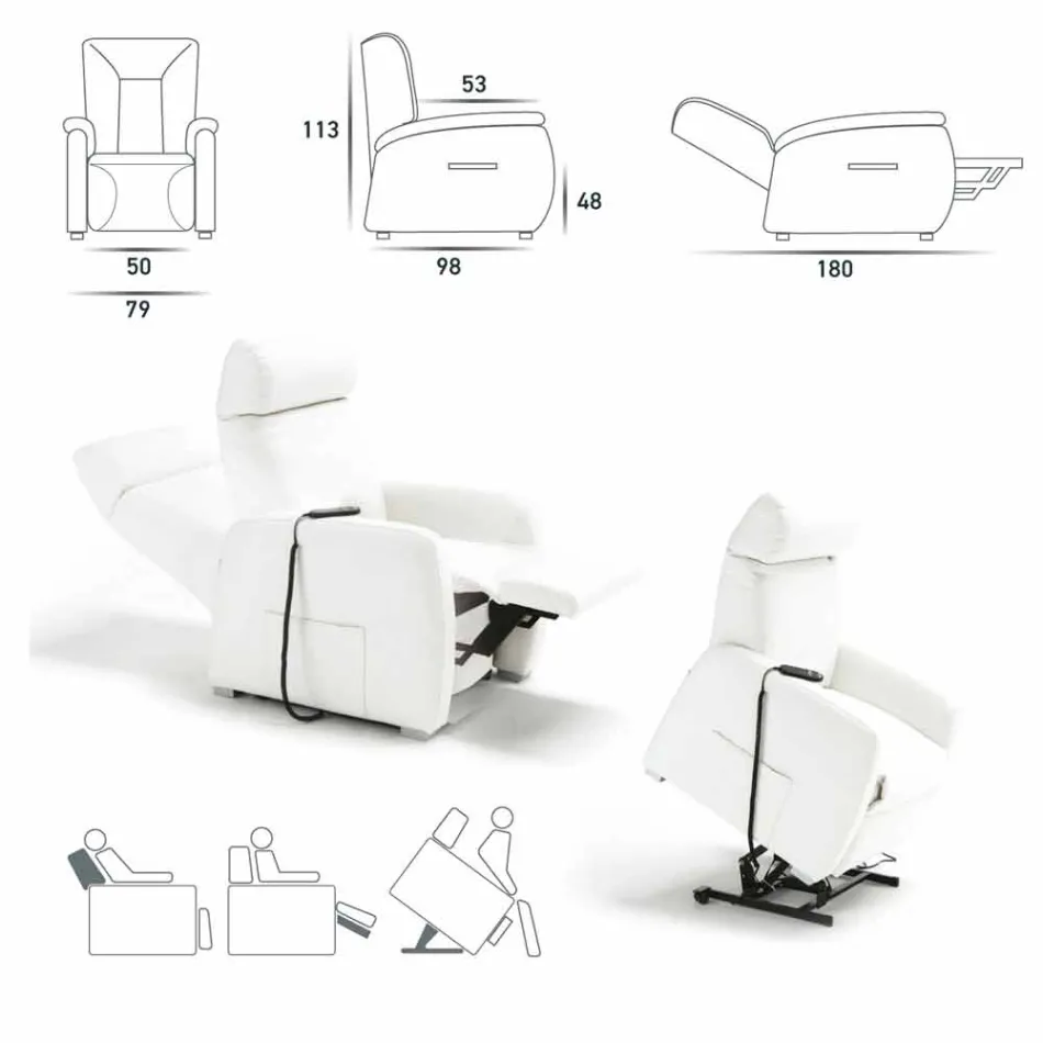 Poltrona relaxante design rosa com 2 motores, feita na Itália Viadurini