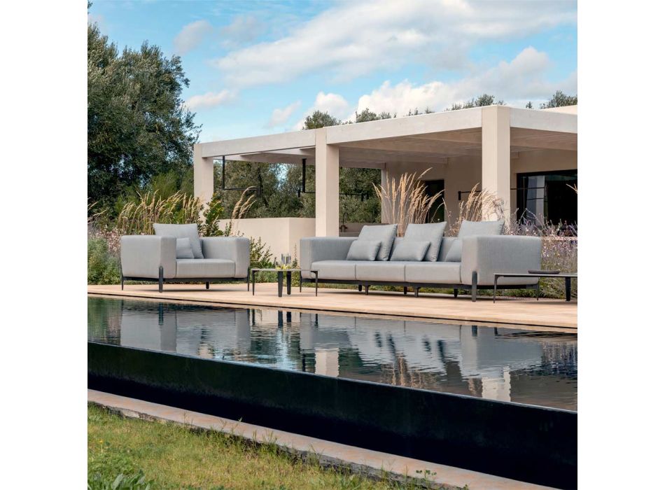 Poltrona Relaxante de Jardim em Alumínio e Tecido, Design em 3 Acabamentos - Filomena Viadurini