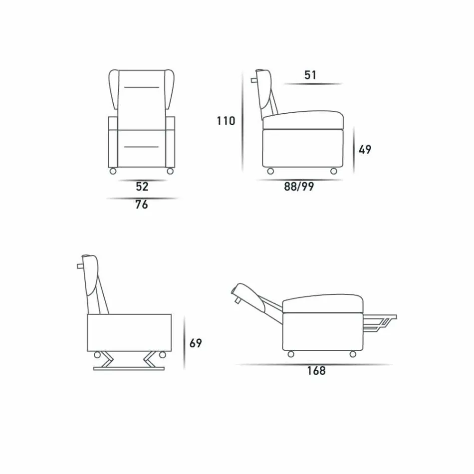 Poltrona ortopédica relax 4 motores made in Italy Giglio, design moderno Viadurini