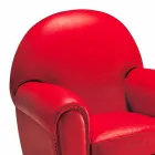 Poltrona da sala revestida de couro com pés de madeira Made in Italy - Pegolo Viadurini