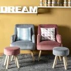 Poltrona da Sala em Madeira e Efeito de Veludo Design Escandinavo - Cinzio Viadurini