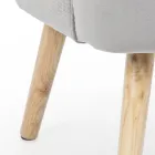 Poltrona da Sala em Madeira e Efeito de Veludo Design Escandinavo - Cinzio Viadurini