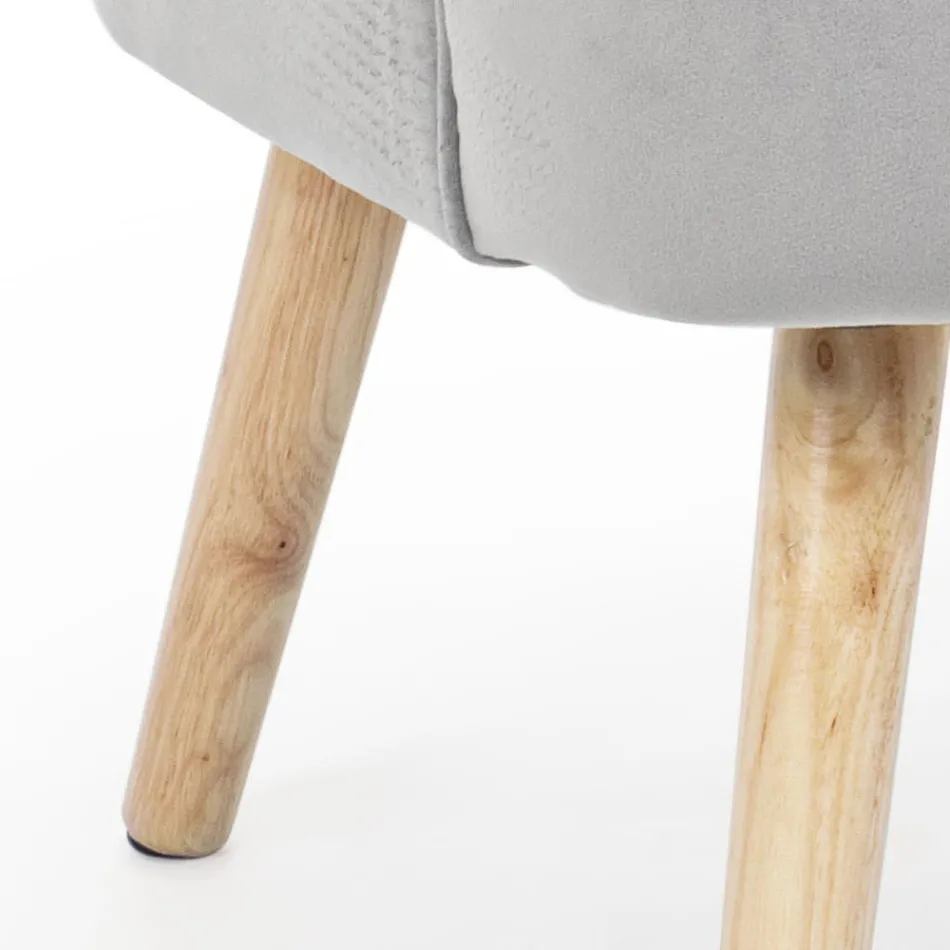 Poltrona da Sala em Madeira e Efeito de Veludo Design Escandinavo - Cinzio Viadurini