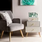 Poltrona da Sala em Madeira e Efeito de Veludo Design Escandinavo - Cinzio Viadurini