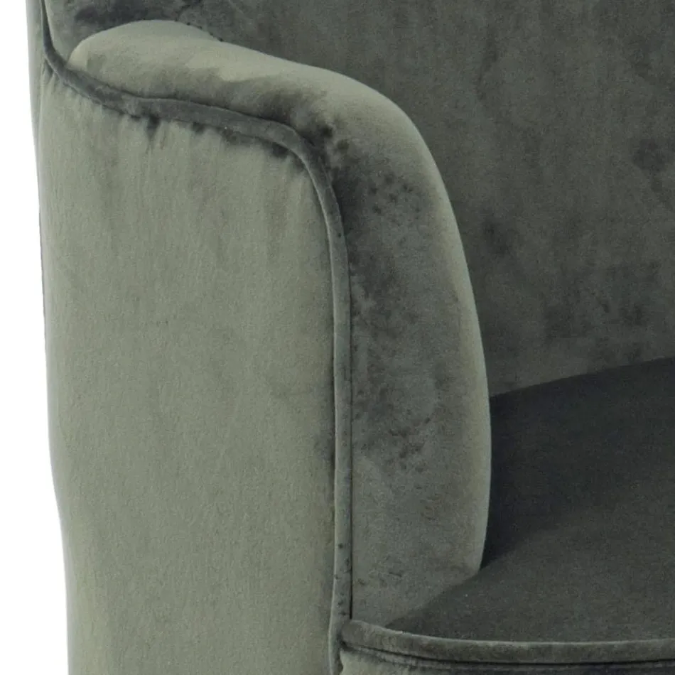 Poltrona da Sala em Madeira e Efeito de Veludo Design Escandinavo - Cinzio Viadurini