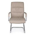 Cadeira trenó de escritório em aço e couro ecológico com apoios de braços 2 unidades - Monaldo Viadurini