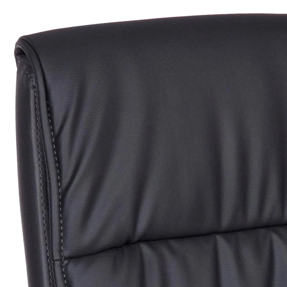 Cadeira trenó de escritório em aço e couro ecológico com apoios de braços 2 unidades - Monaldo Viadurini