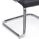 Cadeira trenó de escritório em aço e couro ecológico com apoios de braços 2 unidades - Monaldo Viadurini