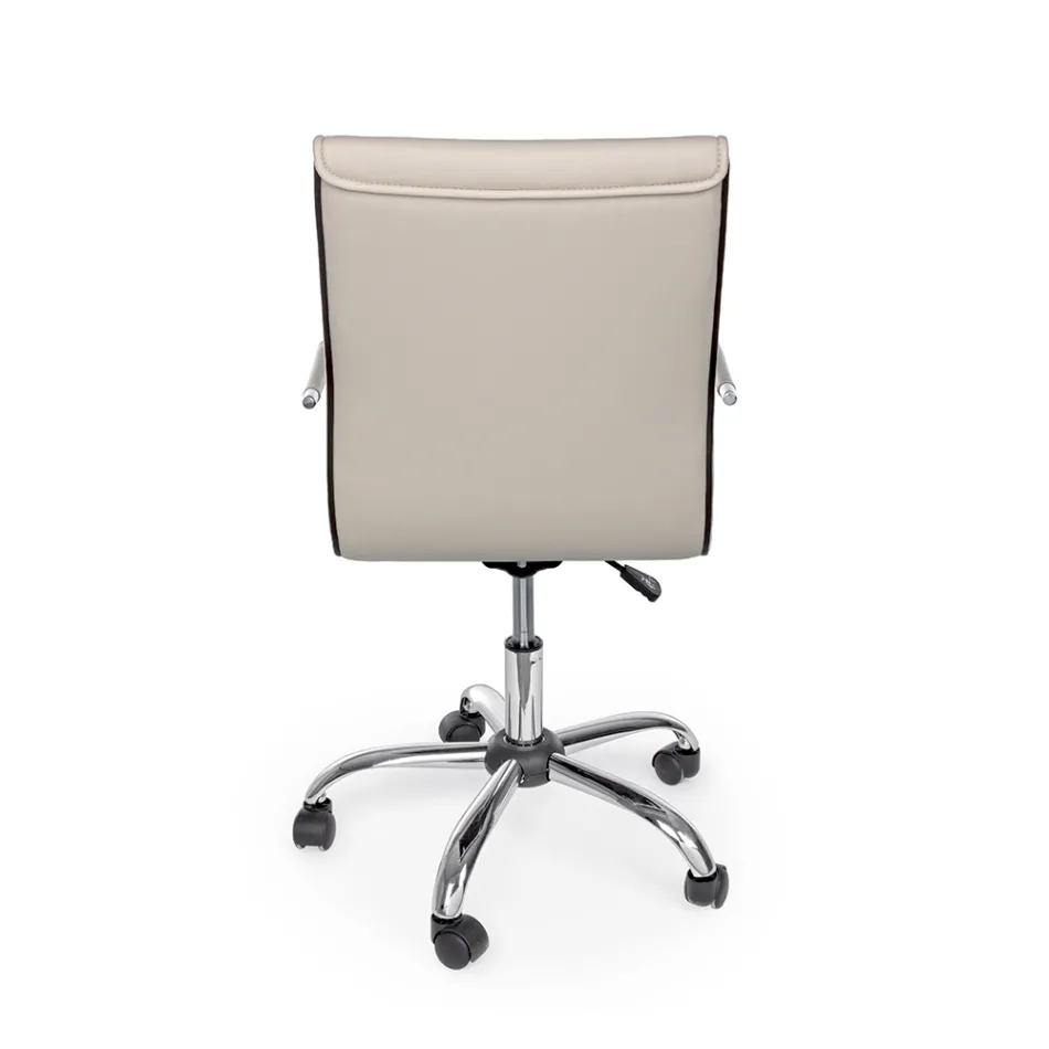 Poltrona Ergonômica para Escritório com Apoio de Braços em Aço e Couro Imitado - Mantica Viadurini