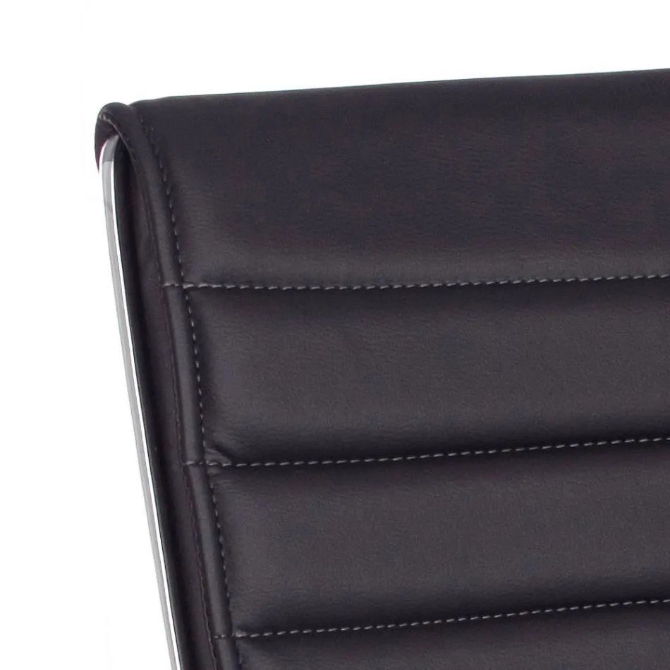 Poltrona Ergonômica para Escritório com Apoio de Braços em Aço e Couro Imitado - Mantica Viadurini