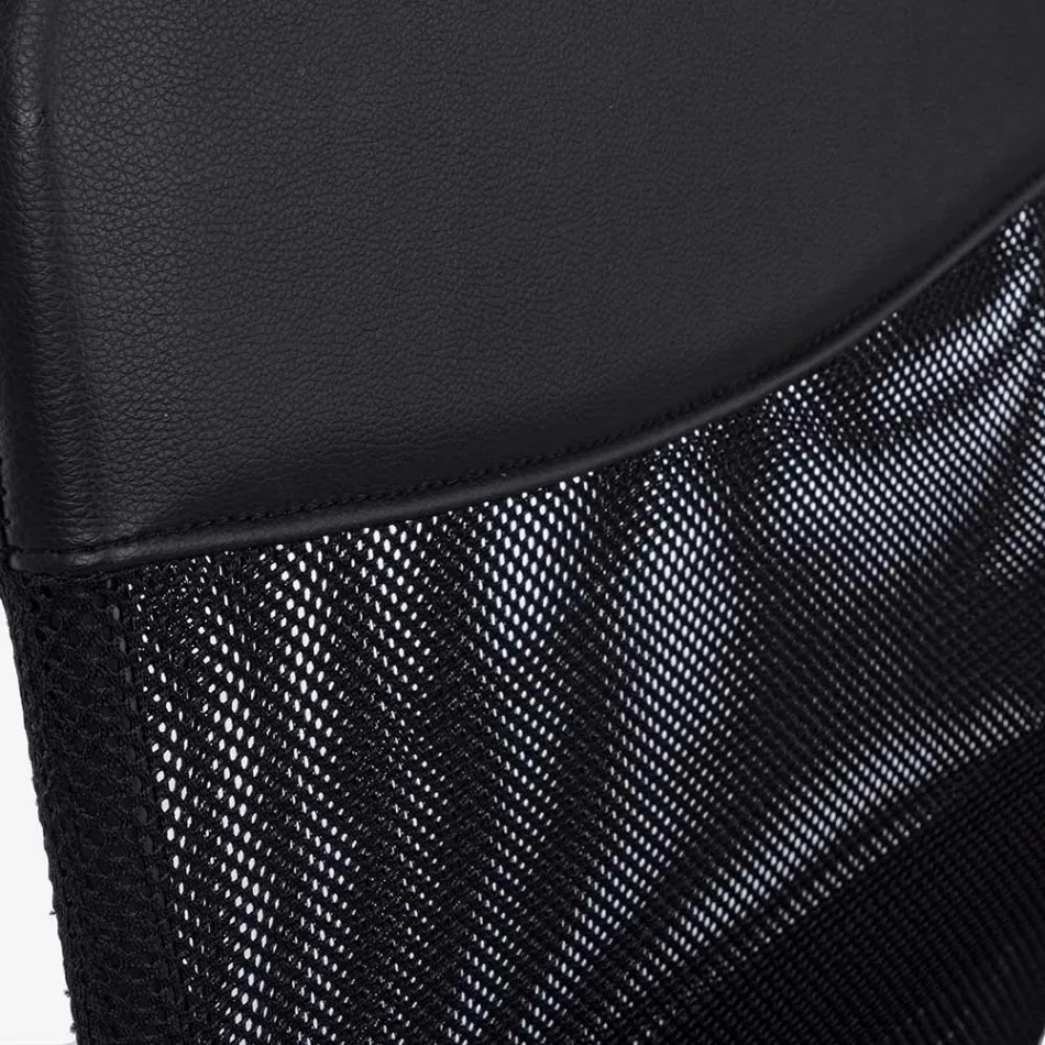 Cadeira giratória de escritório em malha de aço e poliéster com apoios de braço - Amuni Viadurini