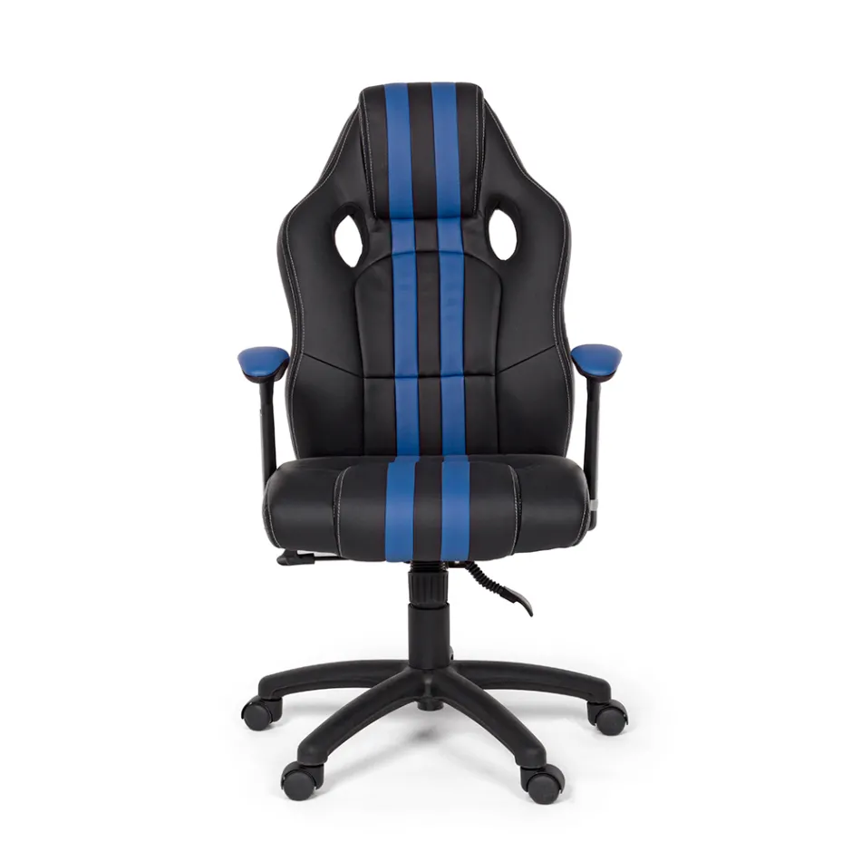 Poltrona giratória reclinável de escritório em couro ecológico e nylon 2 cores - Saronno Viadurini