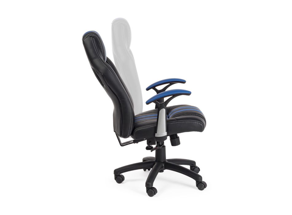 Poltrona giratória reclinável de escritório em couro ecológico e nylon 2 cores - Saronno Viadurini