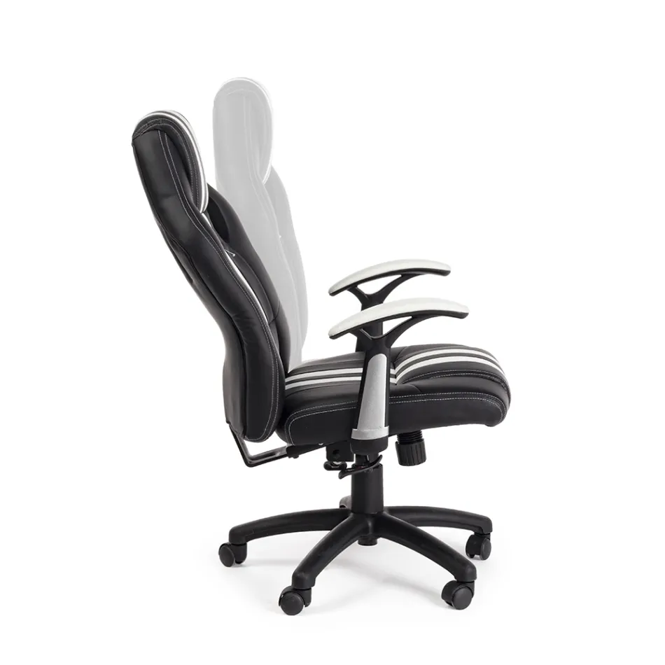 Poltrona giratória reclinável de escritório em couro ecológico e nylon 2 cores - Saronno Viadurini