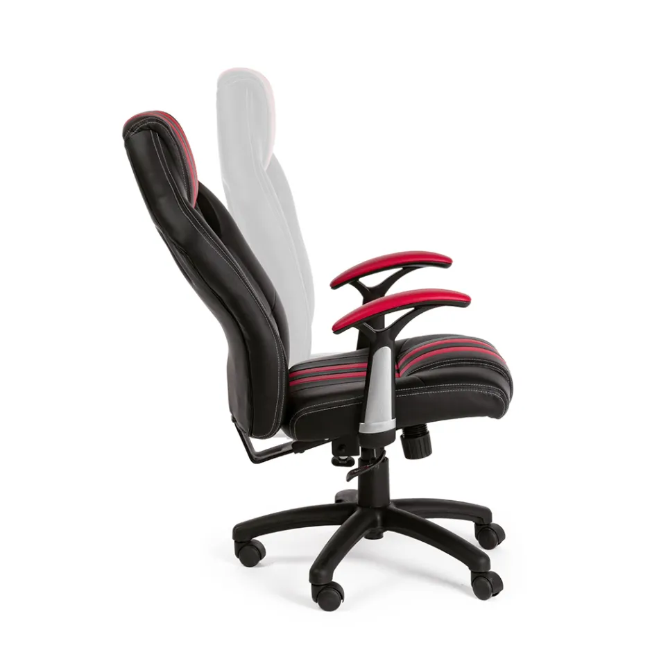 Poltrona giratória reclinável de escritório em couro ecológico e nylon 2 cores - Saronno Viadurini