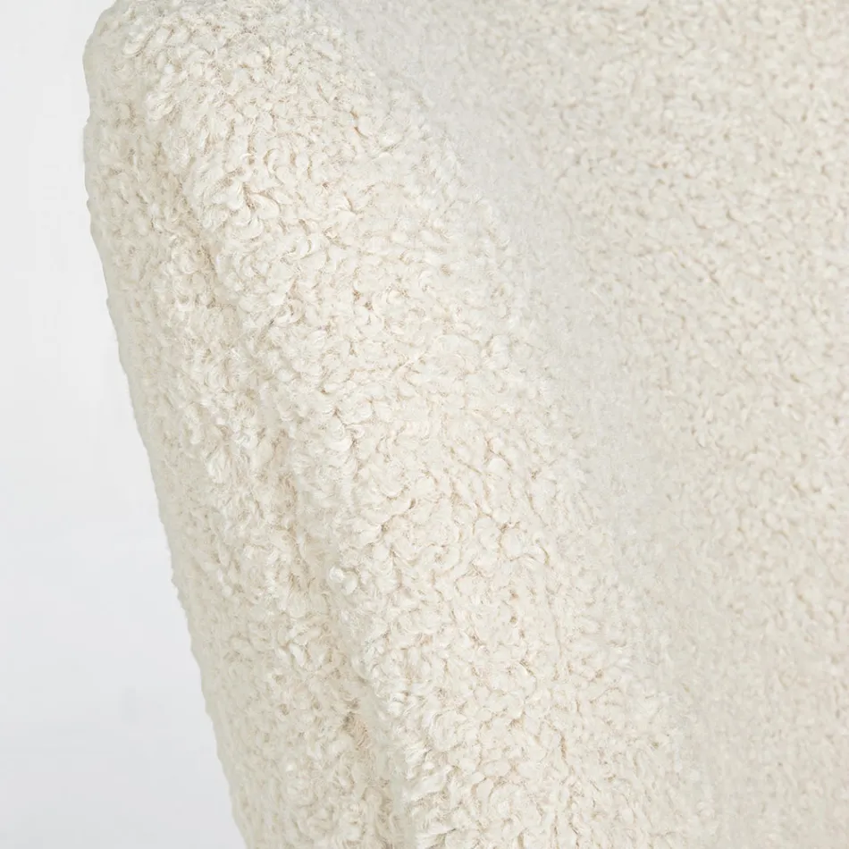 Poltrona VIntage em Rubberwood e Wool Effect Assento e apoios de braço - Patrizia Viadurini