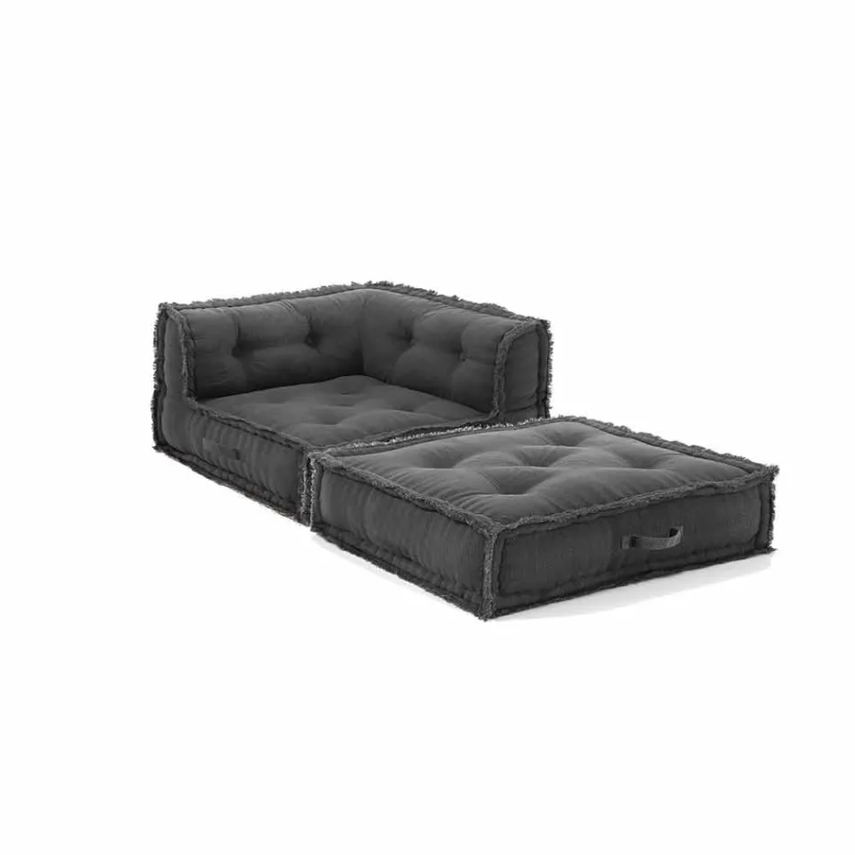 Poltrona de canto da espreguiçadeira em algodão cinza, verde ou azul - fibra Viadurini