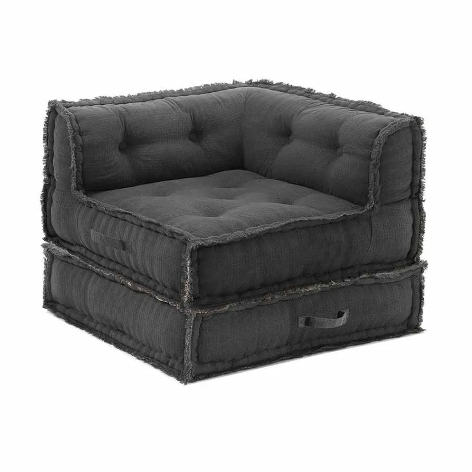 Poltrona de canto da espreguiçadeira em algodão cinza, verde ou azul - fibra Viadurini