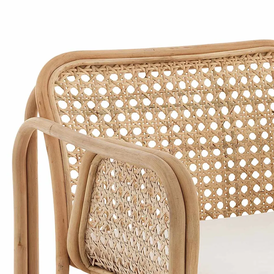 Poltrona de vime para exterior e interior e almofadas de tecido Saia - Voir Viadurini