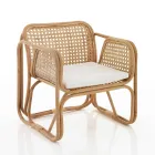 Poltrona de vime para exterior e interior e almofadas de tecido Saia - Voir Viadurini