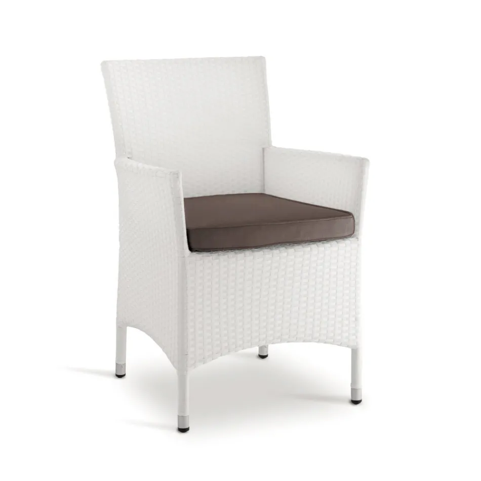 Cadeira de Área Externa Empilhável em Alumínio Revestido em Vime - Bruma Viadurini