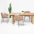 Poltrona outdoor em alumínio e tecido Olefil tecido à mão - Reda Viadurini