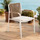 Cadeirão de exterior em alumínio bege e corda Terra - Luxe Viadurini