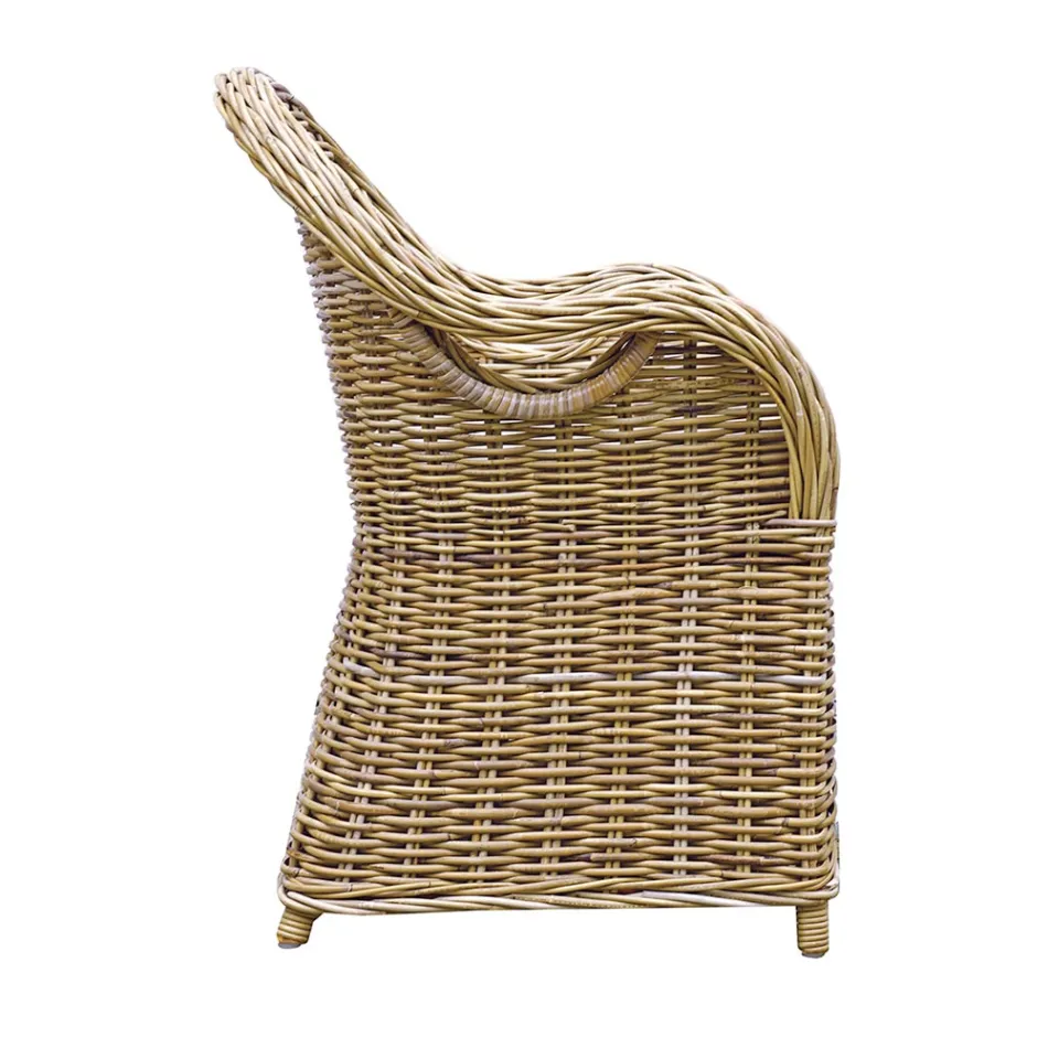 Poltrona de Jardim em Madeira e Fibra em Cinza Kubu - Lido Viadurini