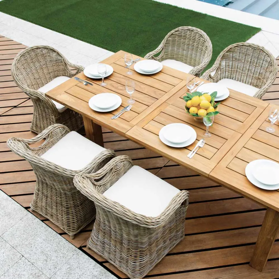 Poltrona de Jardim em Madeira e Fibra em Cinza Kubu - Lido Viadurini