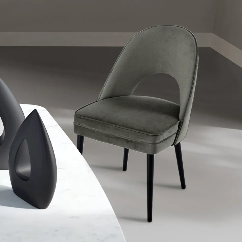 Poltrona de sala em diferentes tecidos com revestimento em madeira - Edgar Viadurini