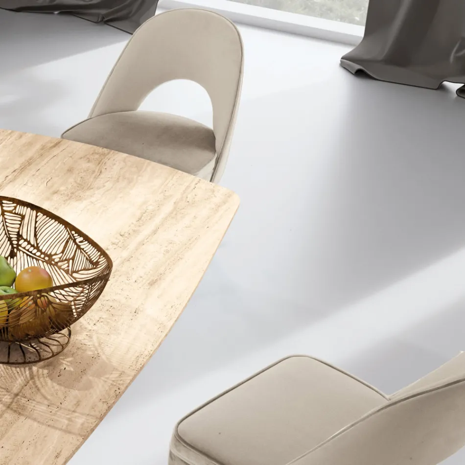 Poltrona de sala em diferentes tecidos com revestimento em madeira - Edgar Viadurini