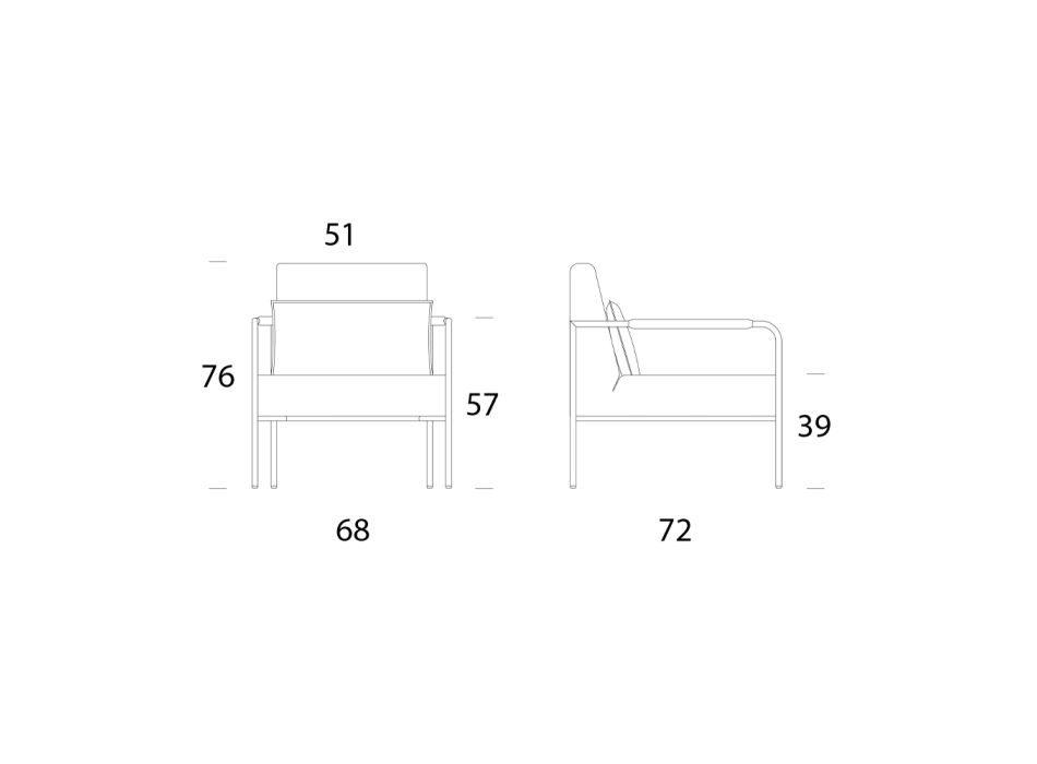 Poltrona de metal e assento de couro ecológico Fabricado na Itália - Menta Viadurini